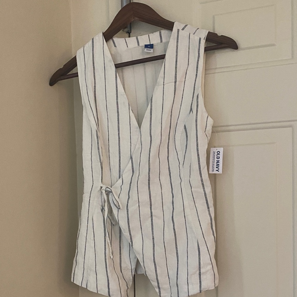 Old Navy Cream Vest Top with  Pinstripes